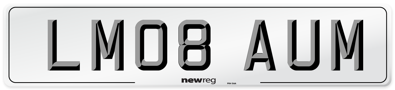 LM08 AUM Number Plate from New Reg